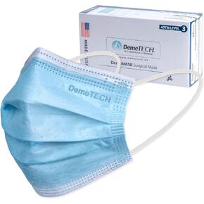 DEMETECH ASTM Level 3 Highly Protective 3 Layer Face Mask with Ear Loops - Made in the USA, Pack of 50