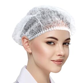 100 Pieces Disposable 21 inch Non-Woven Bouffant Clip Caps Mob Mop caps hairnets Head Cover (Black)