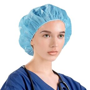 50PCs Disposable Bouffant Caps by VASTMED | 100% Latex Free, Non-Woven, Non-Pleated | Hair Net for Hospital Salon Spa Catering and Dust-free | Size 21" - 35GSM