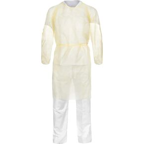 Disposable Isolation Gown Lightweight, Serged Seams, Neck/Waist Ties for Full Coverage, White, X-Large (100 Pack)
