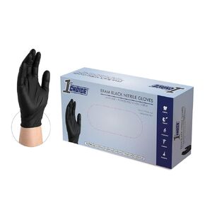 1st Choice Black Nitrile Gloves Box of 100 Large Gloves Disposable Latex Free - Exam Grade Black Gloves for Cooking - 3mil