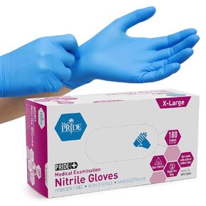 MED PRIDE Disposable Blue Nitrile Gloves, Pack of 200, Ideal for Medical, First Responders, Law Enforcement, Tattoo Artists, Food Vendors, Painters, Cleaners, Pet Care, and More