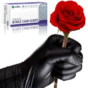 Medtecs Nitrile Gloves Disposable Latex-Free with Chemo-Rated Protection & Breathable Design - 4 Mil Thickness, Ambidextrous, Powder-Free and Over 500% Elongation - All Size & Color Available - 200PC