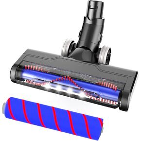 Updated Motorized Nozzle with Headlights for Dyson V7 V8 Vacuum Cleaners, Motorhead Brush Attachment for HardWood Floor or Carpet Cleaning,Replacement Soft Roller Head for Dyson V7 Series