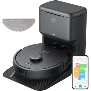 eufy L60 Hybrid Robot Vacuum with Self Empty Station, Hair Detangling Technology, Up to 60 Days of Hands Free Cleaning, Ultra Strong 5,000 Pa Suction to Remove Hair, Dust, Mop Pad in Saudi Arabia