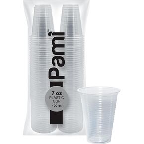 PAMI 5oz Clear Plastic Cups [Pack of 100] - Disposable Drinking Glasses Bulk - BPA-Free Party Cups For Iced Tea, Smoothies, Jello, Punch, Cocktails & Cold Drinks- Throw-Away Mouthwash, Bathroom Cups