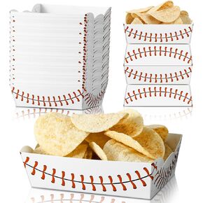 60 Pack Baseball Party Supplies Set Birthday Decorations Disposable Boats Paper Food Serving Tray for Concession Food, Condiment, Carnivals (Baseball)