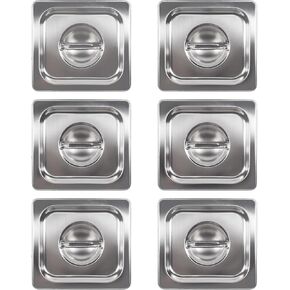 6 عبوات من غطاء طاولة البخار مقاس 1/6 من الفولاذ المقاوم للصدأ غطاء مقلاة الفندق مع مقبض أغطية طاولة البخار غطاء مقلاة الفندق in Kuwait