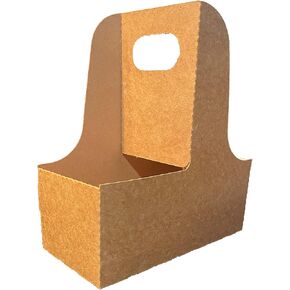 2 Cup Drink Carrier With Handle | Kraft Paperboard Cup Holder | Disposable Cup Holder for Hot or Cold Drinks | Cup Carrier for Food Delivery Services, Uber Eats, Door Dash (15)