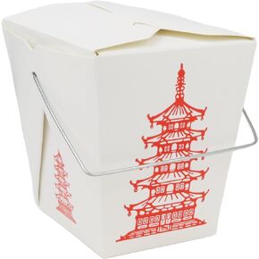 15 Count 16 oz Pagoda Wire Handle Chinese Takeout Box