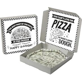 2 Pcs Money Box for Cash Birthday Gift Birthday Money Pizza Box Birthday Money Box Gift 10 x 10 Inch Fun Pizza Gift Boxes for Surprise Cash Gifts Holder Birthday Wedding Party