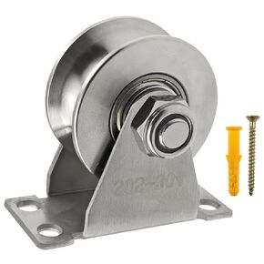 Groove Wheel Pulley Stainless Steel Pulley Block Super Silent Single Pulley Block for DIY Gym Equipment,Sliding Gate Detachable Duplex Bearing with Mounting Screws and Expansion Pipes U Type (2 Pack)