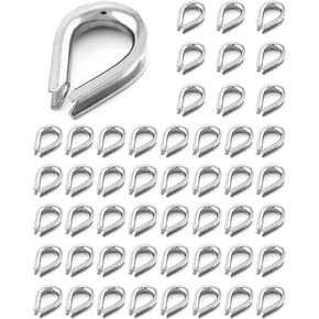 50pcs 3/16" M5 Stainless Steel Thimble for Diameter Wire Rope Cable Thimbles Rigging