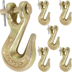 1/4 Inch Clevis Grab Hook Pin Clevis Rigging Tow Transport Truck Trailer Hook 3600 Lbs Working Load Limit, Pack of 6, Red