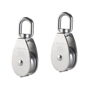 4Pcs 304 Stainless Steel M50 Silver Single Pulley Block Wire Rope Hanging Wire Towing Wheel