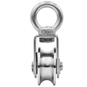 Pulley Wheel Heavy Duty Single Wheel Swivel Pulley Block Duplex Bearing 304 Stainless Steel 360 Degree Rotation Smooth Loading 800 Kg for Material Handling and Moving Lifting