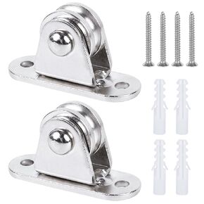 Small Pulley Block 1" Stainless Steel Mini Duplex Pulley Roller Frictionless Silent Wheel Heavy Duty Fixed Pulley Loading 176 lb for Rope Cable Cord Guide & Wall Ceiling Mount DIY Project - 4 Pack