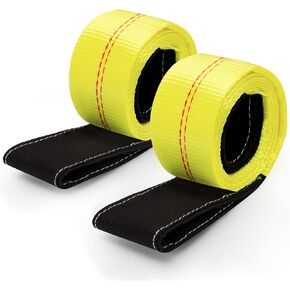 2 Pcs 2 inch by 6 feet Lifting Sling Straps, 10,000lbs Max Vertical Break Strength Capacity, Nylon Tree Saver Recovery Strap Web Sling Winch Strap