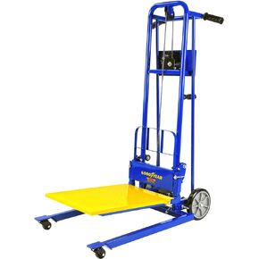 Goodyear Material Lift Winch Stacker, Pallet Truck Dolly, 330 Lbs 40" Max Lift w/ 8" Wheels, Swivel Casters [Patent Pending]