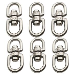 304 Stainless Steel M6 Swivel Eye Hook Double Ended Eye-Eye Chain Connector Shackle Ring for Hanging 6PCS