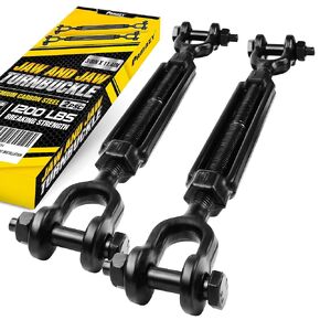 [Premium] 2 Pack 1/2"x13.4" Heavy Duty Jaw and Jaw Turnbuckle, 2200 lbs Working Load Limit, Weather Resistant, Durable Black Turnbuckle for Wire Rope Tension, Shade Sail Hardware, Sun Shade Tent