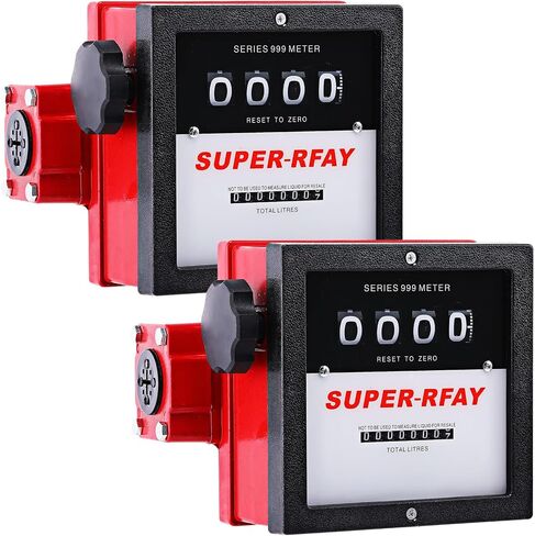 2 Pcs Aluminum Fuel Flow Meter 4 Digital for Diesel Tank Transfer Pump Counter BSP Mechanical Gauge, 23-151 LPM Gas Oil Flowmeters for Fuel Transfer Application (1 Inch) in Saudi Arabia