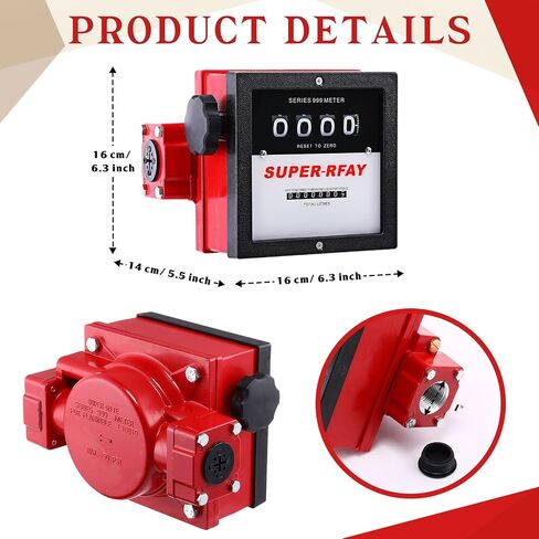 2 Pcs Aluminum Fuel Flow Meter 4 Digital for Diesel Tank Transfer Pump Counter BSP Mechanical Gauge, 23-151 LPM Gas Oil Flowmeters for Fuel Transfer Application (1 Inch) in Saudi Arabia