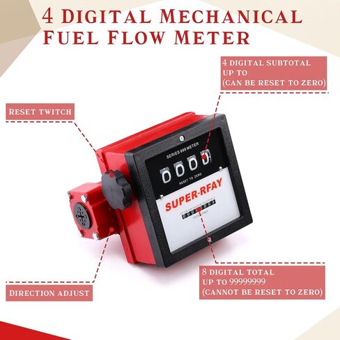 2 Pcs Aluminum Fuel Flow Meter 4 Digital for Diesel Tank Transfer Pump Counter BSP Mechanical Gauge, 23-151 LPM Gas Oil Flowmeters for Fuel Transfer Application (1 Inch) in Saudi Arabia