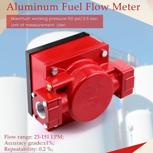 2 Pcs Aluminum Fuel Flow Meter 4 Digital for Diesel Tank Transfer Pump Counter BSP Mechanical Gauge, 23-151 LPM Gas Oil Flowmeters for Fuel Transfer Application (1 Inch) in Saudi Arabia