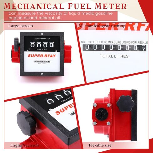 2 Pcs Aluminum Fuel Flow Meter 4 Digital for Diesel Tank Transfer Pump Counter BSP Mechanical Gauge, 23-151 LPM Gas Oil Flowmeters for Fuel Transfer Application (1 Inch) in Saudi Arabia