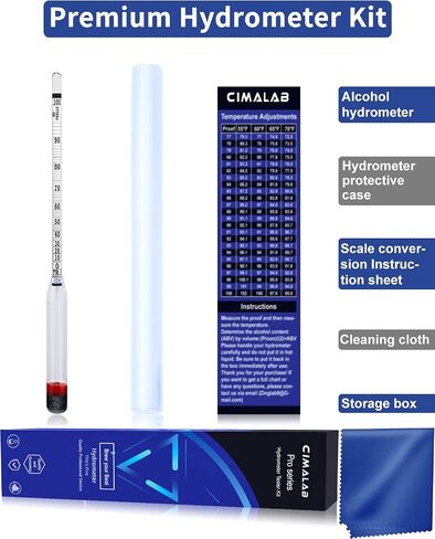 Hydrometer Alcohol Meter, Hydrometer Alcohol 0-200 Proof and Tralle Hydrometer, Alcohol Proof Tester for Liquor/Moonshine/Proofing Distilled/Spirits/Distilled Alcohol Proof in Saudi Arabia
