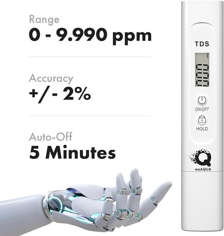 مقياس TDS معايرة ذاتية مدعومة بالذكاء الاصطناعي للحصول على نتائج دقيقة - مقياس إجمالي المواد الصلبة الذائبة - مقياس جودة المياه مثالي لمياه الشرب وأحواض السمك والزراعة المائية وقياس TDS وPPM in Kuwait