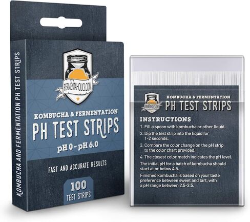 Kombucha pH Test Strips - pH Range 0-6 | 100 Test Sticks | Instant Read | Food Service, Brewing and Fermentation Test Strips in Saudi Arabia