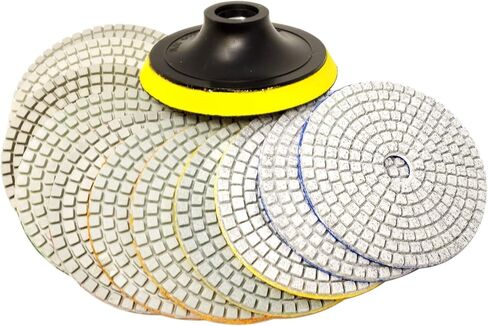 QuickT PPW702E حجر جرانيت ورخام كوارتز خرسانة 4 بوصات من الماس الرطب لتلميع الصنفرة وأدوات تلميع لمطحنة تلميع مبللة، تتضمن دليل وفيديو لتلميع سطح الطاولة in Kuwait