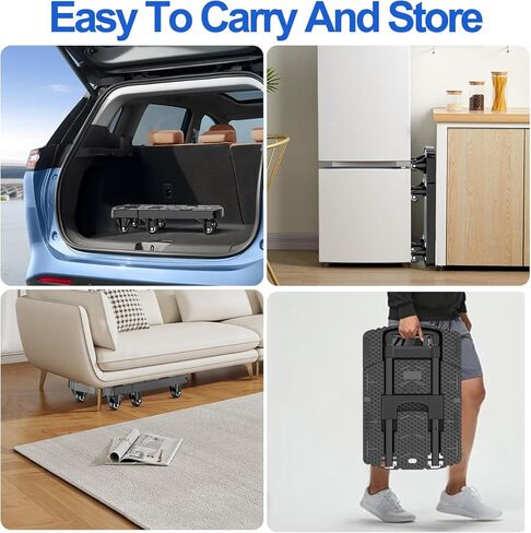 Folding Hand Truck, Pre-Installed 600lbs Heavy Duty Dolly Cart, Portable 6 Wheels Collapsible Luggage Cart with 2 Elastic Ropes for Luggage, Travel, Moving, Shopping, Office Use in Saudi Arabia