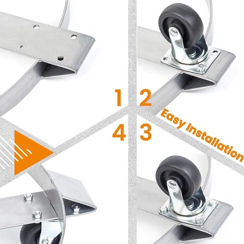 دوللي طبل سعة 55 جالون، دوللي سلة المهملات - دوللي معدنية شديدة التحمل مع دعامات متقاطعة وعجلات دوارة - سعة 1000 رطل (فضي) in Kuwait