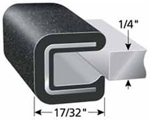 Trim-Lok المطاط لوك - يناسب حافة 1/4 بوصة، وطول الساق 17/32 بوصة، وطول 25 بوصة، أسود، وملمس رملي - حواف مرنة من البولي فينيل كلوريد/الألومنيوم لقبضة آمنة - حامي الحواف للأسطح الحادة/الخشنة، سهل لتثبيت in Kuwait