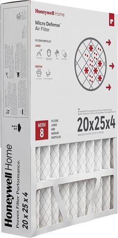 هانيويل هوم 20x25x4 MERV 8، فلتر هواء فرن التيار المتردد، عبوة واحدة (CF100A1025) (الأبعاد الفعلية: 19.94 × 24.87 × 4.38 بوصة) in Saudi Arabia