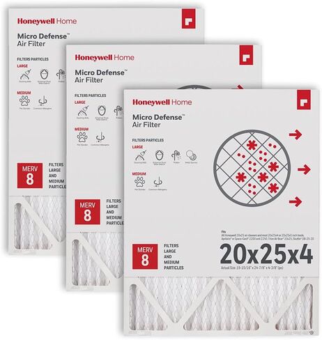 هانيويل هوم 20x25x4 MERV 8، فلتر هواء فرن التيار المتردد، عبوة واحدة (CF100A1025) (الأبعاد الفعلية: 19.94 × 24.87 × 4.38 بوصة) in Saudi Arabia