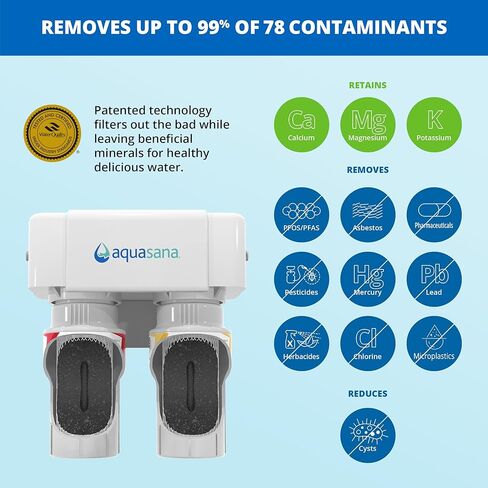 Aquasana 3-Stage Max Flow Claryum Under Sink Water Filter System - Kitchen Counter Claryum Filtration - Filters 99% Of Chlorine - Brushed Nickel Faucet - AQ-5300+.55 , White in Kuwait