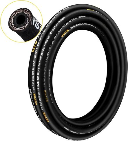 Hydraulic Hose 1/2 inch x 100 ft, Coiled Hydraulic Hose 4000 PSI, Rubber Hydraulic Hose with 2 High-Tensile Steel Wire Braid, Bulk Hydraulic Hose -20℃ to 140℃, Hydraulic Oil Flexible Hose in Saudi Arabia