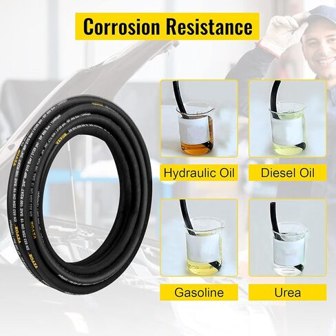 Hydraulic Hose 1/2 inch x 100 ft, Coiled Hydraulic Hose 4000 PSI, Rubber Hydraulic Hose with 2 High-Tensile Steel Wire Braid, Bulk Hydraulic Hose -20℃ to 140℃, Hydraulic Oil Flexible Hose in Saudi Arabia