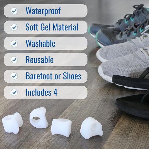 Gel Bunion Toe Separators, Pack of 4, Soft Medical Grade Gell, Reduces Rubbing, FSA & HSA Eligible, One Size Fits Most, Reusable in Kuwait