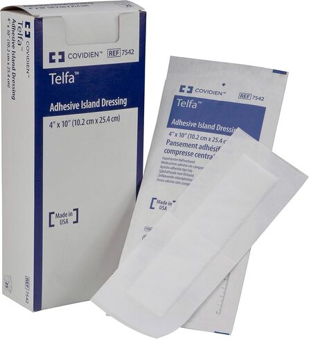 Covidien 7643 Telfa Adhesive Dressing, Sterile 1's Peel-Back Package, 3" x 4" Size, Pack of 100 in Saudi Arabia