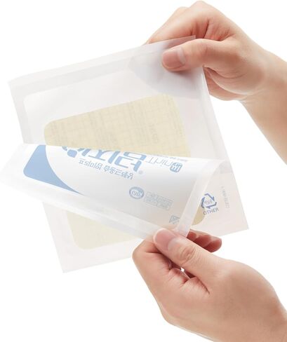 Easyderm ضمادات غرواني مائي رفيعة للجروح الكبيرة مقاس 10.16 سم × 10.16 سم عبوتان (4 ضمادات) | ضمادة مقاومة للماء وخالية من اللاتكس وعالية الامتصاص للحروق والبثور والعناية بحب الشباب وشفاء الجروح باستخدام مقص صغير in Kuwait