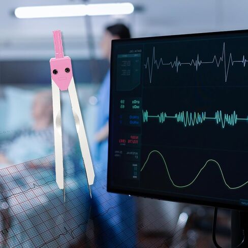 أداة قياس فرجار تخطيط القلب الكهربائي من EKG مع مقسم رسم تخطيط القلب الكهربائي للأطباء والممرضات وطلاب الطب (عبوة واحدة، وردي) in Saudi Arabia