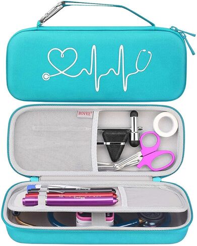حافظة سماعة الطبيب الصلبة من BOVKE لـ 3M Littmann Classic III، خفيفة الوزن II S.E، تشخيص أمراض القلب IV، سماعات طبية فاخرة MDF Acoustica - غرفة إضافية لمطرقة تايلور الإيقاعية والمصابيح، أسود in Saudi Arabia