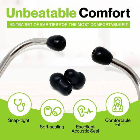 مجموعة ملحقات سماعة الطبيب Durabasics Classic 3 وCardiology 3 وCardiology 4 لقطع غيار سماعة الطبيب Littman وأجزاء سماعة الطبيب Littmann - تناسب Classic III وCardiology III وIV - أسود in Kuwait