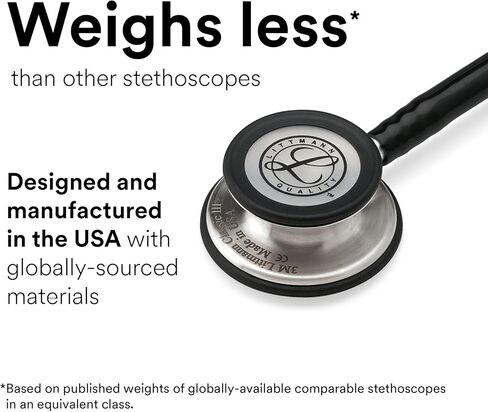 3M 5870 Littmann Classic III سماعة طبية لمراقبة قطعة الصدر بلمسة نهائية قوس قزح مع أنبوب أسود مقاس 27 بوصة وساق أسود وسماعة رأس in Kuwait