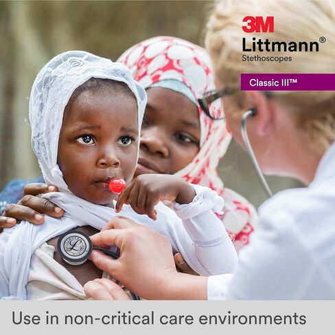 3M 5870 Littmann Classic III سماعة طبية لمراقبة قطعة الصدر بلمسة نهائية قوس قزح مع أنبوب أسود مقاس 27 بوصة وساق أسود وسماعة رأس in Kuwait